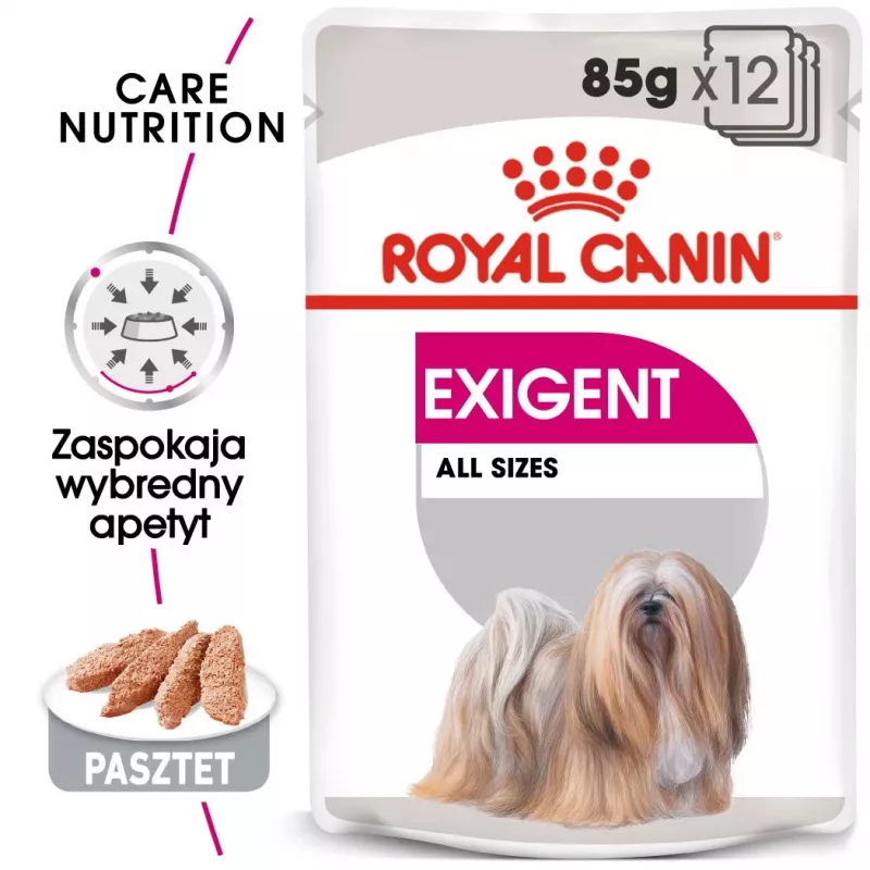 Šlapias šunų ėdalas Royal Canin Exigent Meat Universal 12×85 g — paukštiena, suaugusiems, išrankiems šunims