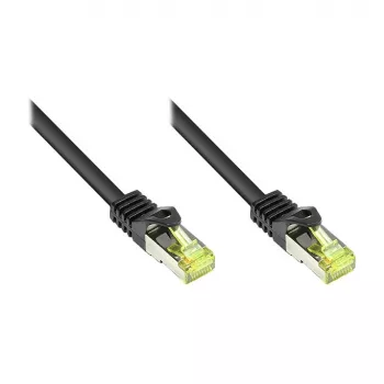 RJ45 pataisos laidas su Cat.7 kabeliu ir užrakto apsauga (RNS®), S/FTP, PiMF, halogenų neturintis, 600MHz, OFC, juodas, 1,5m, Good Connections® (8070R-015S)