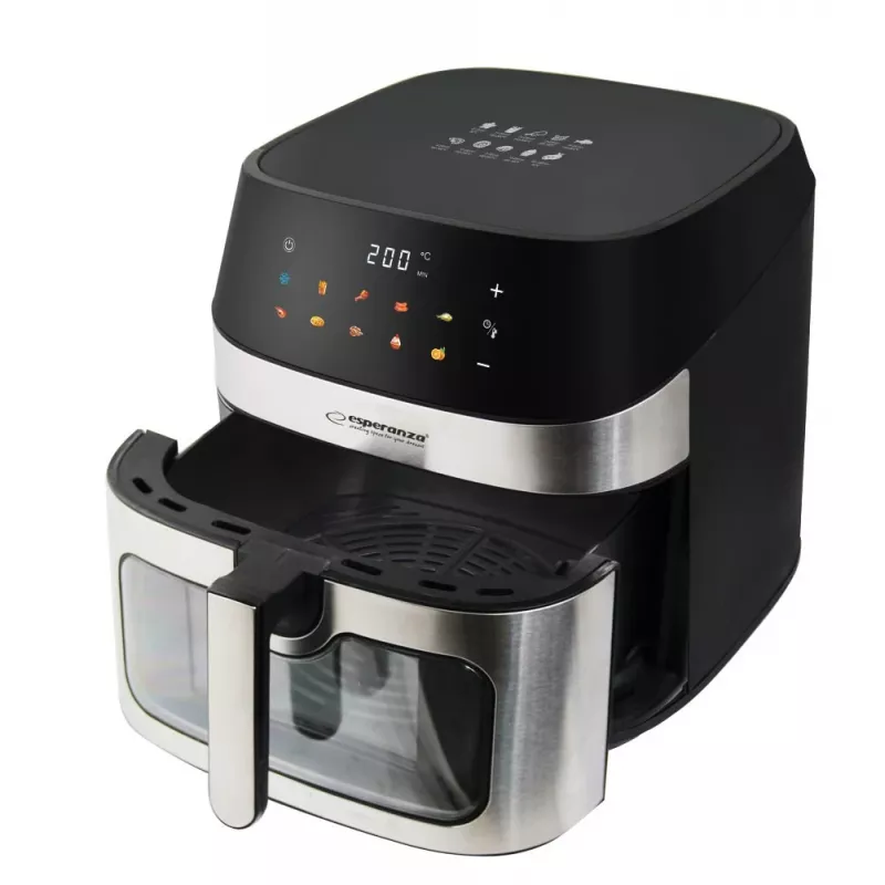 Karšto oro gruzdintuvė ESPERANZA EKA005, 8 L, 1600 W, liečiamas valdymas, 10 programų, nerūdijantis plienas, juoda