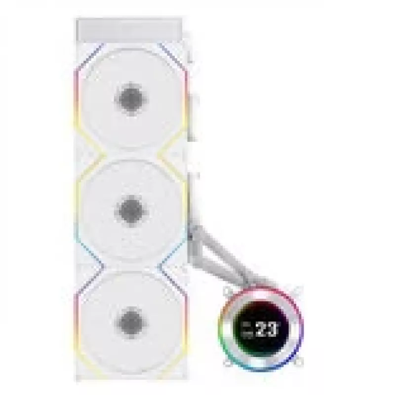 Vandens aušintuvas Lian Li Hydroshift II LCD-C 360TL – 120 mm ventiliatoriai, 200–2600 RPM, FDB, baltas