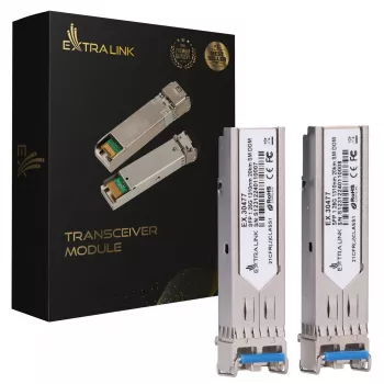 Extralink SFP modulis SFP 1.25G 2 vnt., 1.25Gbps, LC/UPC, 1310nm, 20km, vienmodis, DOM (skirtas HP/Aruba)