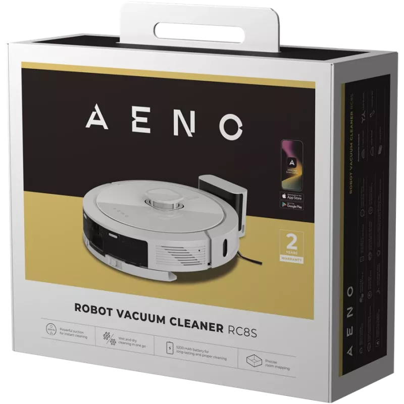 AENO lazerinis robotas dulkių siurblys su šlapiu valymu, 5200 mAh, 4000 Pa