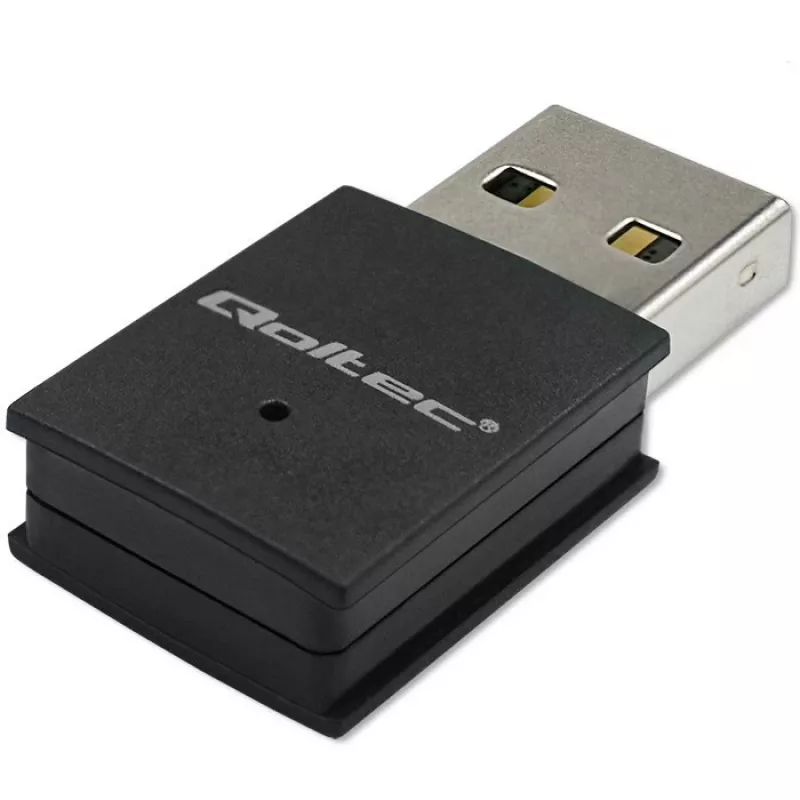 Belaidis Mini USB Wi-Fi adapteris QOLTEC 57007 – vienos juostos 2,4 GHz, iki 150 Mbps, vidinė antena