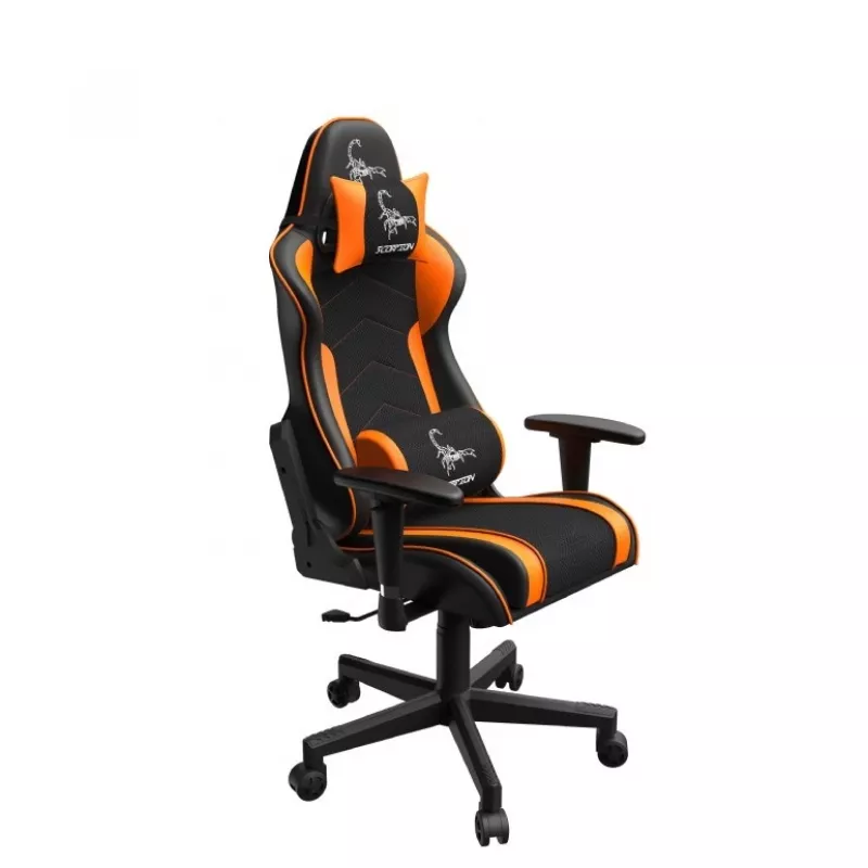 GEMBIRD GC-SCORPION-04X žaidimų kėdė juoda-oranžinė, ergonomiškas dizainas, reguliuojamas aukštis, aukšta atlošo dalis