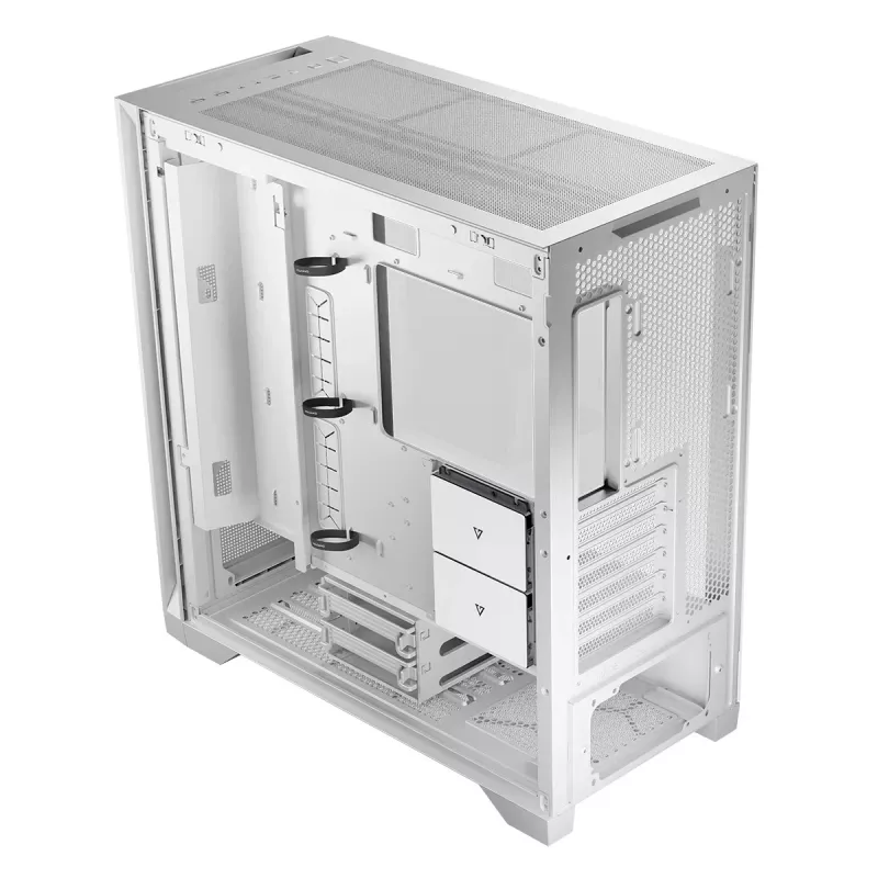 Modecom Volcano Expanse S vidutinio dydžio (Midi Tower) kompiuterio korpusas, ATX/micro-ATX/mini-ITX, grūdintas stiklas, USB-C, vaizdo plokštė iki 430 mm, baltas