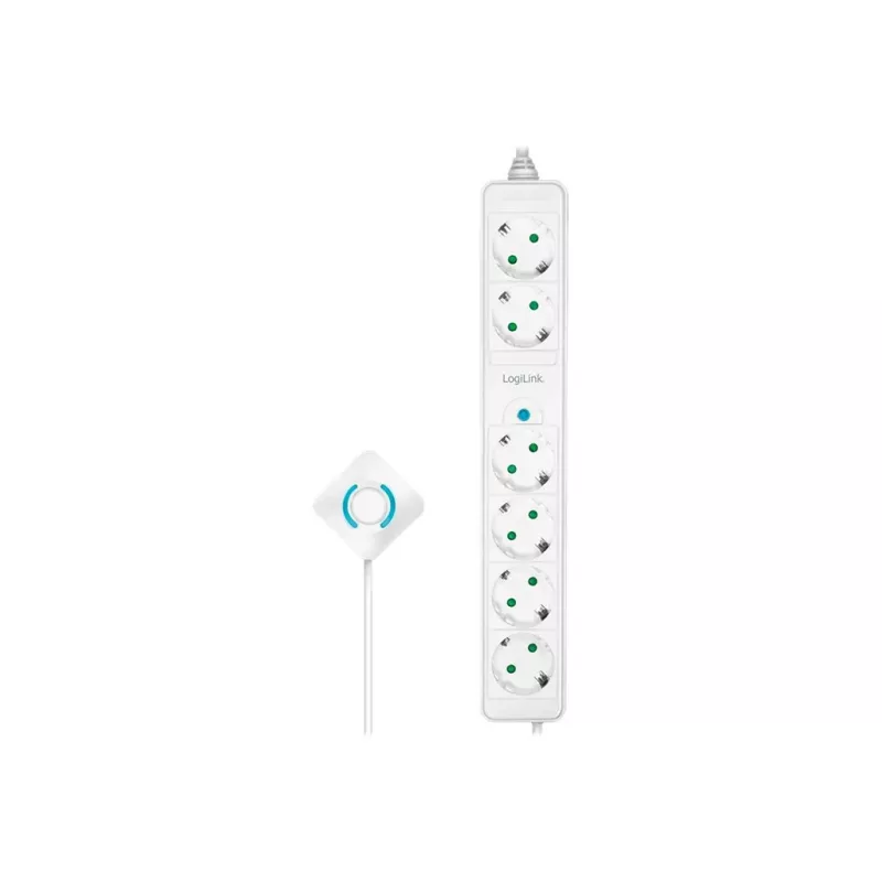 Prailginimo laidas LogiLink LPS271 1,5 m 6 AC lizdų vidaus patalpoms baltas