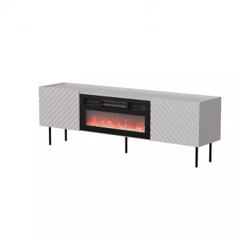Spintelė televizoriui Cama Meble LUCCA 180x40x59 cm, kashmyro viršus, juodas židinys