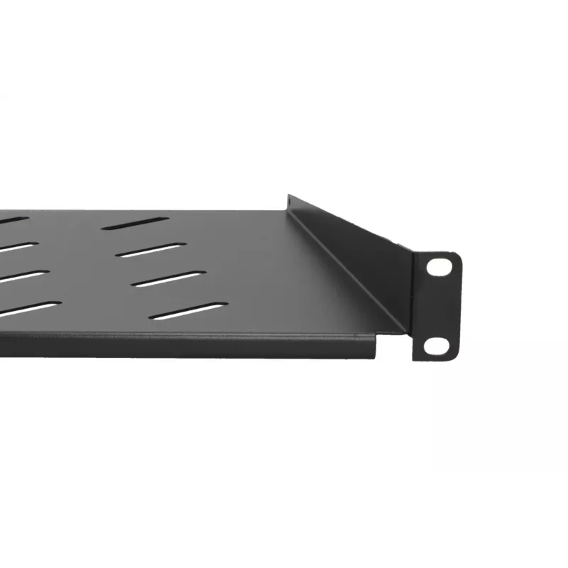 Extralink SHELF 1U – juoda metalinė lentyna 19 colių sieninėms spintoms, 300 mm
