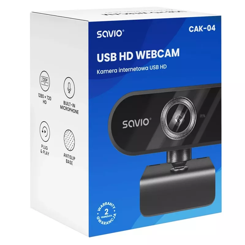 Savio CAK-04 internetinė kamera 720 MP 1280 x 720 pikselių USB Juoda