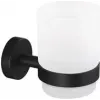 tesa 40566-00000-00 MOON BLACK dantų šepetėlių stiklinė lipni juoda (matinė), satinuotas stiklas