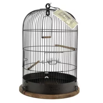 Paukščių narvas ZOLUX Retro Lisette – metalinis narvas mažiems paukščiams, Ø38 cm, aukštis 55 cm, tamsiai rudas, su sūpynėmis