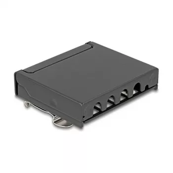 Pataisų skydelis DELOCK Mini Desktop RJ45 4 prievadų Cat.6A ekranuotas, juodas, metalinis, 90×22×93 mm