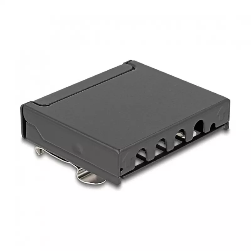 Pataisų skydelis DELOCK Mini Desktop RJ45 4 prievadų Cat.6A ekranuotas, juodas, metalinis, 90×22×93 mm