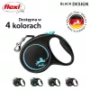Flexi Black Design M atsitraukiantis šuns pavadėlis, juodo dizaino, 5 m juostos tipas, maks. apkrova 25 kg, ergonomiška rankena