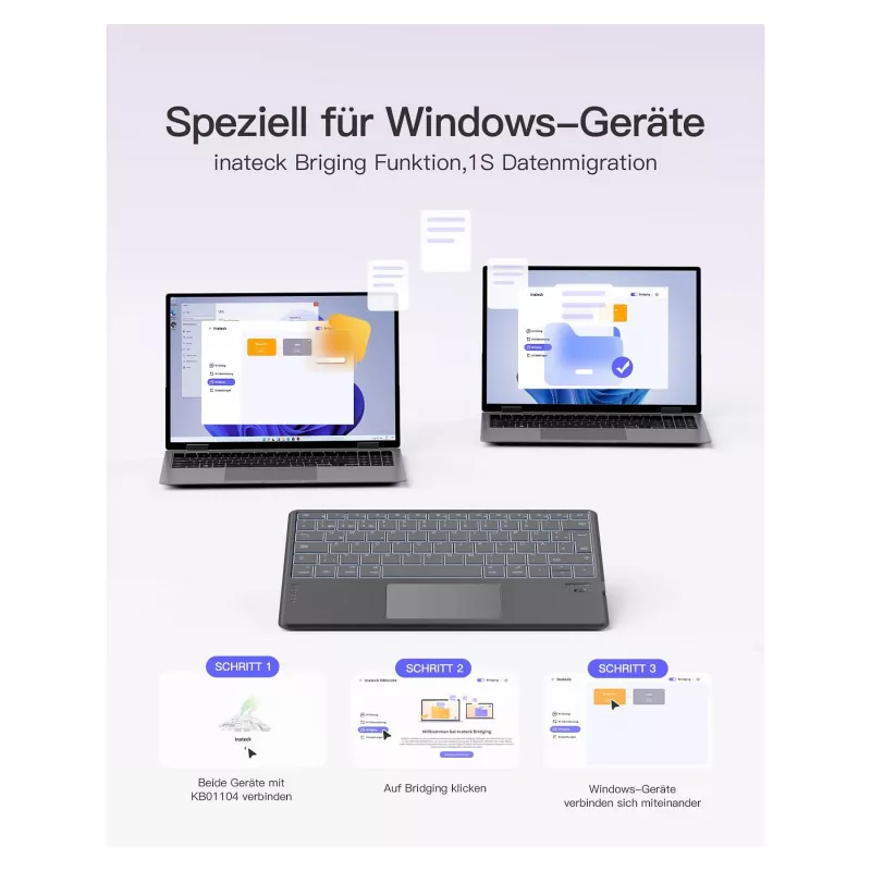 inateck klaviatūra Surface pilka, Surface GO 1-4 Com. QWERTZ