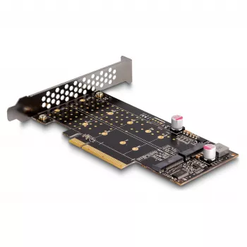 DeLOCK PCI Express x8 kortelė su 2 x vidiniais NVMe M.2 Key M lizdais, bifurkacija, Low Profile