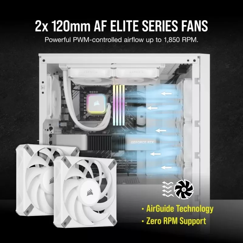 CORSAIR iCUE H100i RGB ELITE procesorių skysčio aušinimo sistema 1 vnt. balta 120 mm