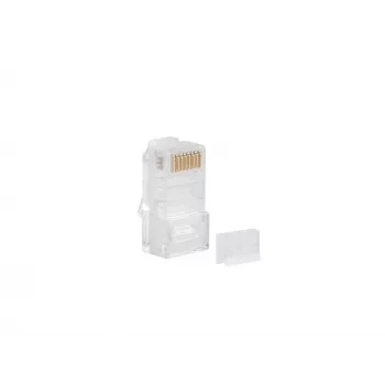 LANBERG PLU-6000 RJ-45 kištukas Cat6 U/UTP kabeliams, skaidrus/baltas, pakuotė po 100 vnt.