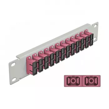 Optiminis skirstytuvas DeLOCK 10 colių 1U 12 prievadų SC Duplex violetinis pilkas