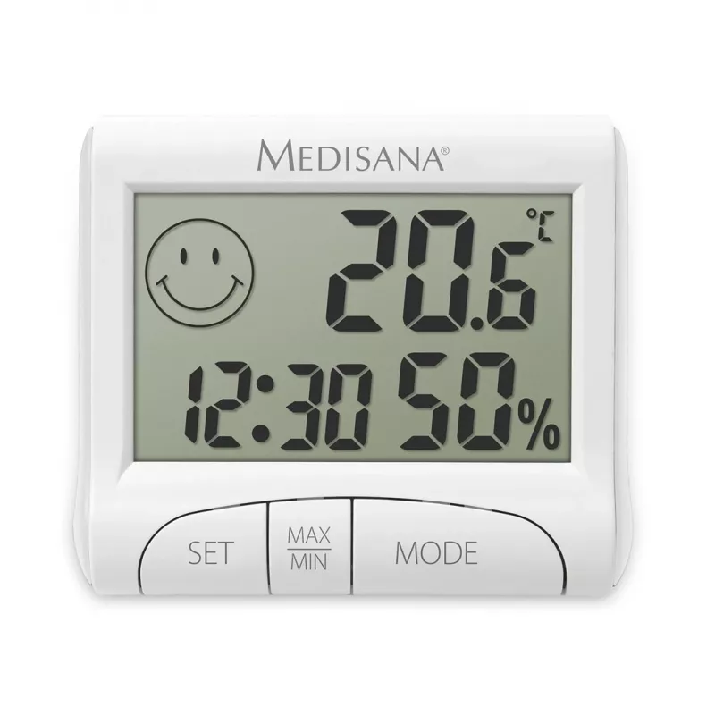Medisana HG 100 skaitmeninis termohigrometras, patalpų temperatūros ir drėgmės matuoklis, baltas