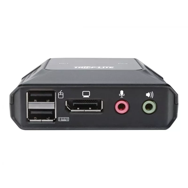 Tripp Eaton Tripp Lite serijos 2 prievadų DisplayPort 1.1 / USB KVM jungiklis su garsu/vaizdu, įmontuotais kabeliais, USB periferinių įrenginių bendrinimu