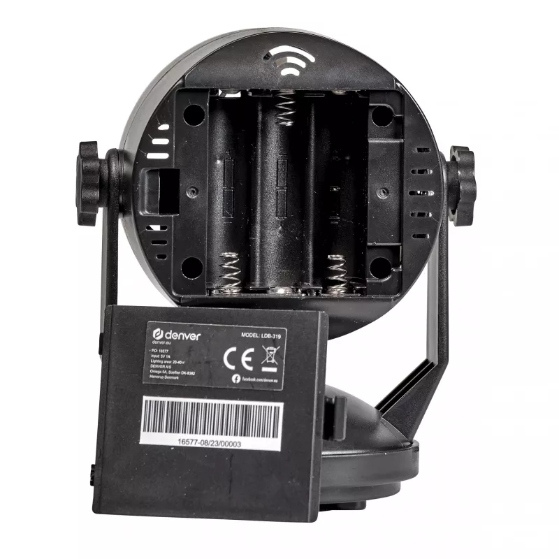 LED disko šviesos rutulys DENVER LDB-319 – kompaktiškas LED vakarėlių apšvietimas