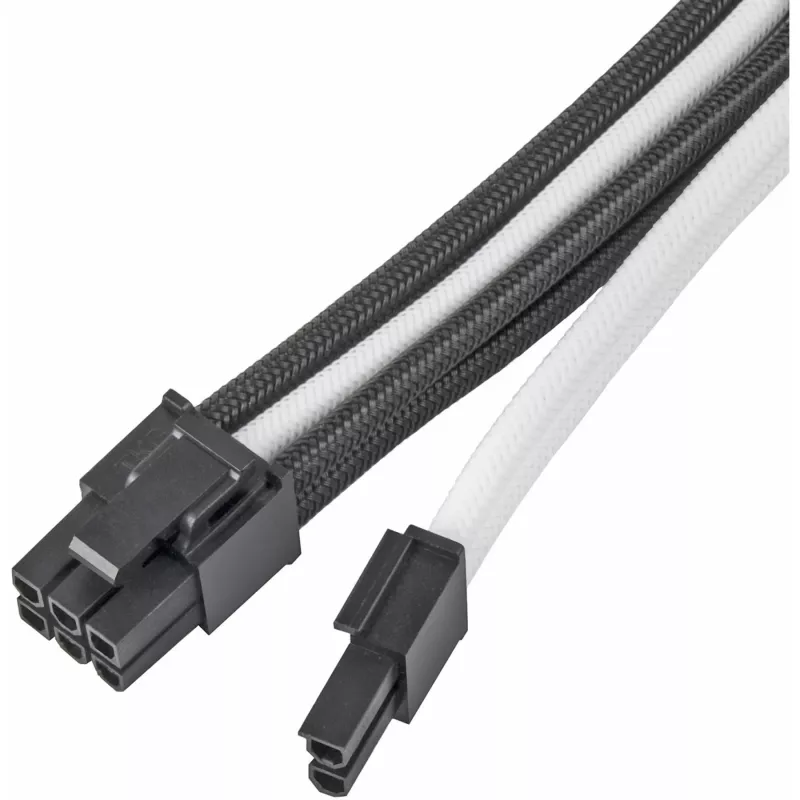 Prailginimo laidas SILVERSTONE PP07E 8 kontaktų PCIe 30 cm (juodas/baltas)