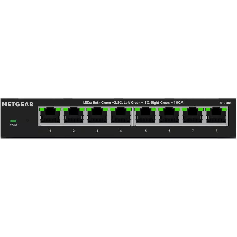 NETGEAR MS308 nevaldomas 2,5G Ethernet komutatorius, 8 prievadai (100/1000/2500) juodas