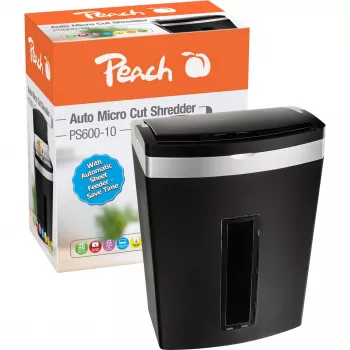 Popieriaus smulkintuvas Peach PS600-10 mikro pjūvis 63 dB juodas, sidabrinis