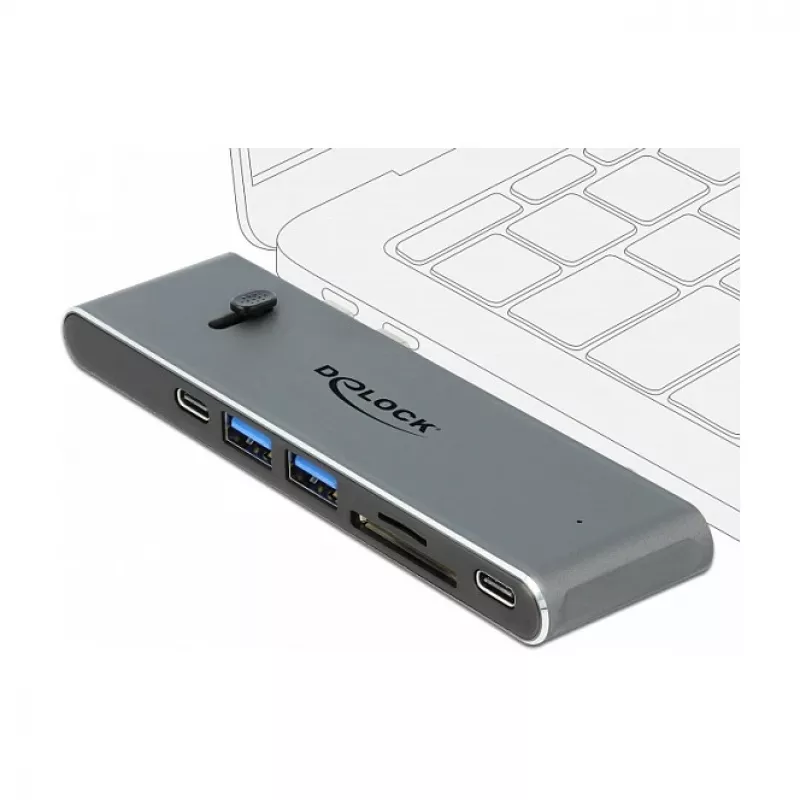 Docking stotelė DeLOCK Dual USB Type-C su HDMI USB 3.2 SD PD 3.0