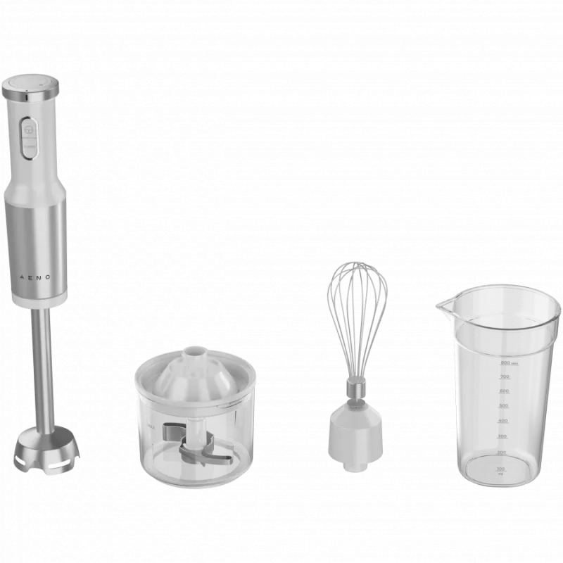 Panardintinis blenderis AENO, 1200 W, baltas, tigro dantų pjaustytuvas, plaktuvas, smulkintuvas, puodelis