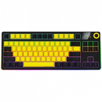 LORGAR KBP70TKLW, Belaidis TKL mechaninis žaidimų klaviatūra Pro, Juoda/geltona, EN išdėstymas