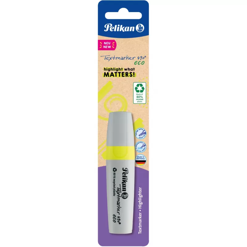 Žymeklis Pelikan Textmarker 490 eco smailusis antgalis Geltona