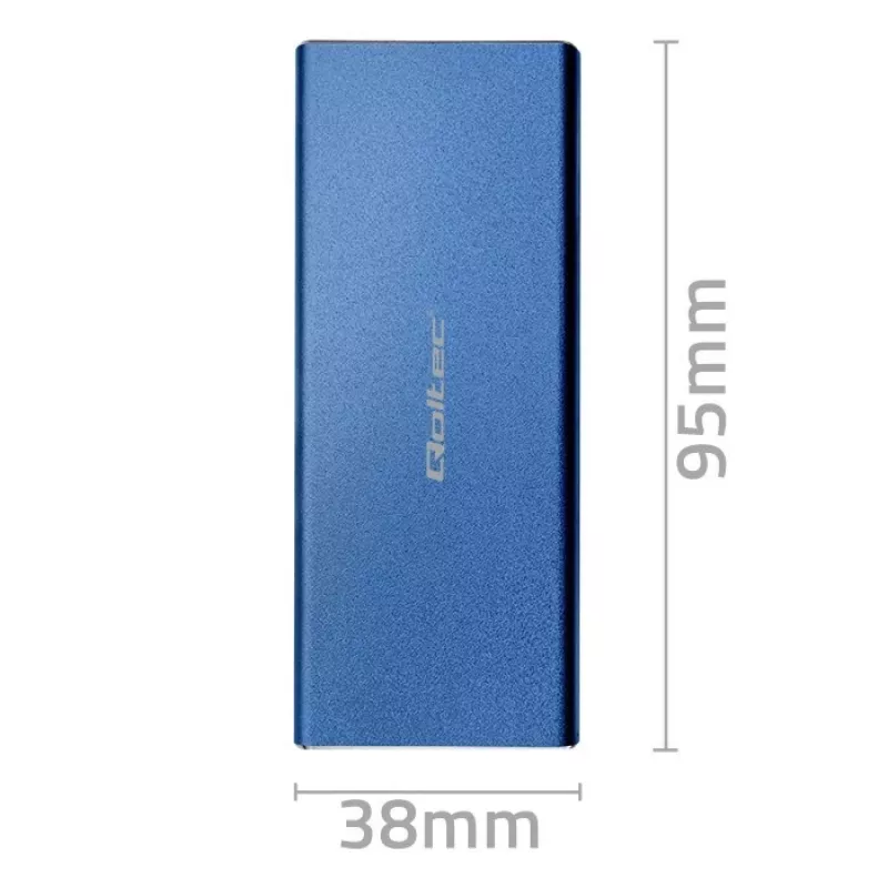 Qoltec 51832 išorinis M.2 SATA SSD disko dėklas, USB 3.0, iki 2 TB, mėlynas