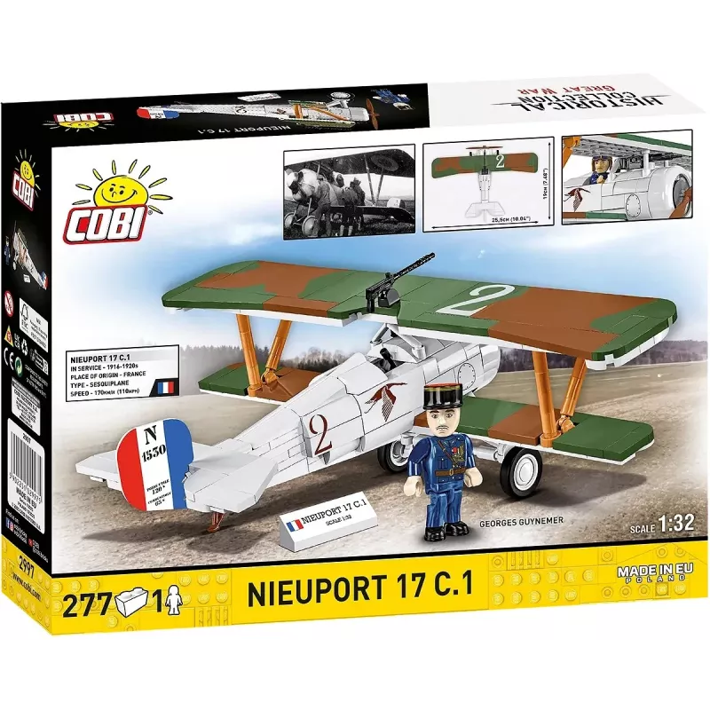Konstruktorius Cobi Blokai Nieuport 17 C.1 277 dalių — Lėktuvo modelio rinkinys, kolekcinis plytelių komplektas
