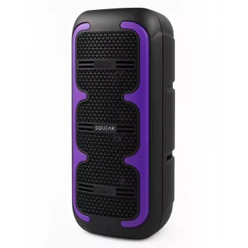 Nešiojamas stereo garsiakalbis SQUEAK SQ1009 – Bluetooth 5.3, 45W RMS, 10h baterija, FM, USB, AUX, LED, 1800 mAh, Juodas