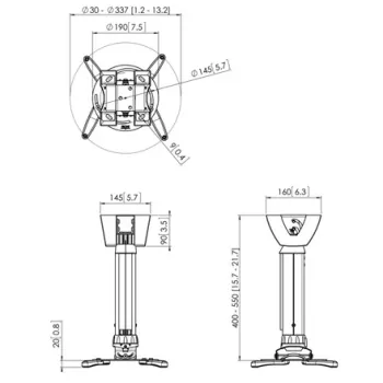 Projektoriaus lubinis laikiklis Vogel's PPC1540W baltas