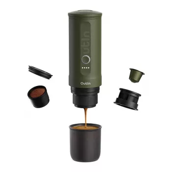 Kavos aparatas OUTIN Outin Nano Black, Green – malta kava, 20 bar, 7500 mAh baterija, 0,67 kg