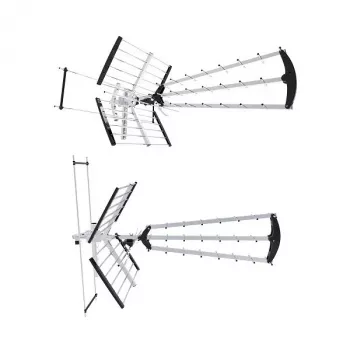 Lauko / patalpų DVB-T antena LIBOX LB2000 su 69 dB stiprintuvu, dviguba poliarizacija, 174–790 MHz, aliuminis / juoda