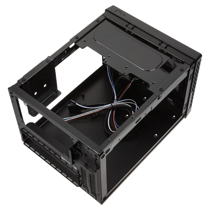 SilverStone SUGO 13 - stalinis kompiuterio korpusas - Mini-DTX - be maitinimo šaltinio (AT/PS/2) - juodas - USB/Garsas (SST-SG13B-Q)