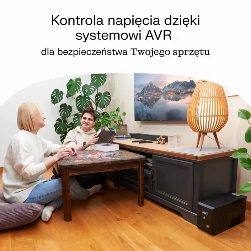 Nepertraukiamo maitinimo šaltinis UPS Line-Interactive 2 kVA 1200 W, Green Cell, 4 AC lizdai, USB, 12 V 9 Ah VRLA (bokštas)