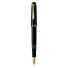 Pelikan M200 rašiklis, juodas, auksinis, integruota užpildymo sistema, derva, auksinis, italinis plunksninis antgalis, auksinis, nerūdijantis plienas