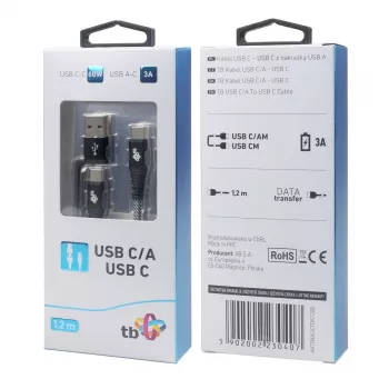 USB A į USB C laidas TB AKTBXKUCTOA120B 1,2 m, juodas