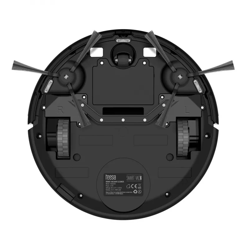 Robotas dulkių siurblys TEESA Smart VAC 2 – apvalus, juodas, 1000 Pa, 9,6 V/2000 mAh Li, 0,2 l, Wi-Fi, automatinis grįžimas