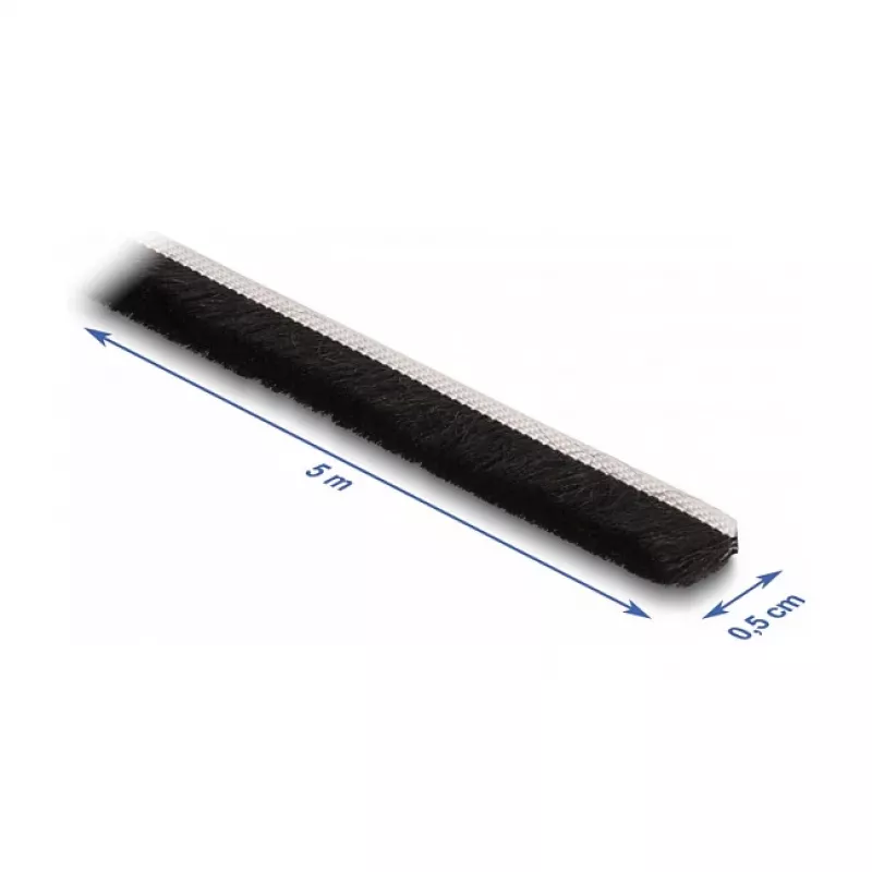 DeLOCK šepečių juosta lipni 5 mm 5 m juoda