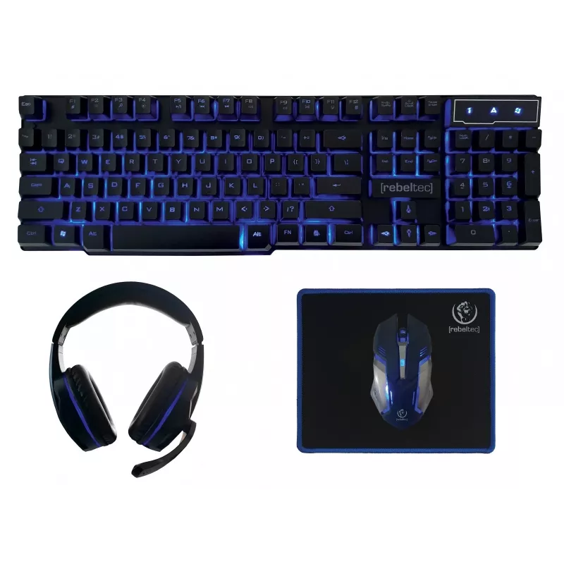 Rebeltec SHERMAN Gaming USB klaviatūra su pele QZERTY angliškas juodas