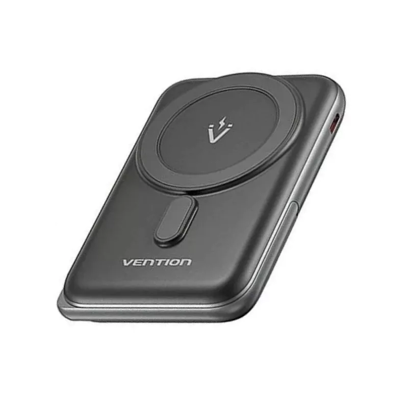 Powerbank Vention 10000mAh Magnetinis Belaidis 20W, 1×USB-C, belaidis įkrovimas, juoda