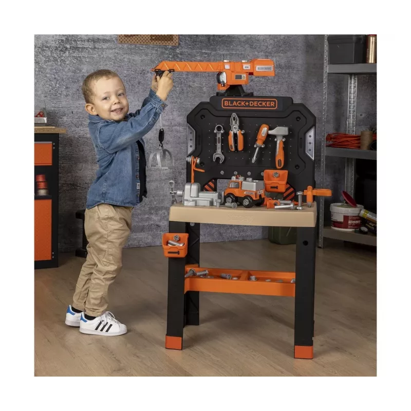 Vaikiškų dirbtuvių rinkinys SMOBY Bricolo Builder 7600360741 – konstrukcinių įrankių komplektas vaidmenų žaidimams