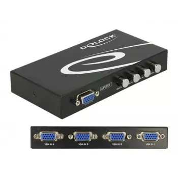 DeLock Switch VGA 4 prievadų rankinis dvipusis - ekrano jungiklis - 4 x VGA - stalinis (87635)