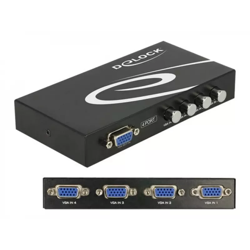 DeLock Switch VGA 4 prievadų rankinis dvipusis - ekrano jungiklis - 4 x VGA - stalinis (87635)